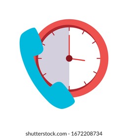 clock wall time with phone isolated icon vector illustration design