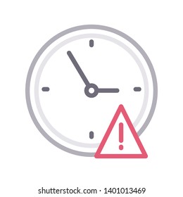 clock warning vector color line icon