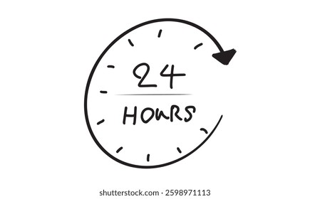 clock watch 24 twenty four hour number drawing black color icon circle round written business alarm sign service stopwatch minute deadline drawing countdown symbol clock 24 hour bell clockface work 