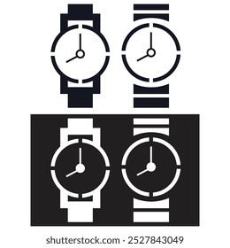 Clock watch icon set vector illustration black and white.