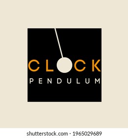 Clock, watch, pendulum word mark logo.Lettering sign in a square flat shape.Abstract time sign.