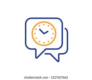 Clock watch sign. Time management line icon. Deadline symbol. Colorful outline concept. Blue and orange thin line clock icon. Vector