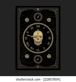 Reloj o mira con un cráneo. Ilustración de la muerte