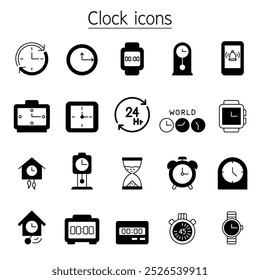 Clock, watch, stopwatch icon set