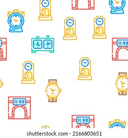 Ilustración De Línea De Color De Patrón Sin Perjuicio Del Vector De Equipos De Reloj Y Reloj