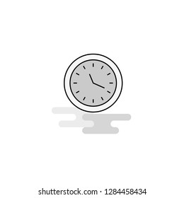 Clock  Web Icon. Flat Line Filled Gray Icon Vector