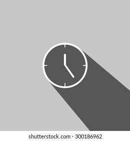 Clock web icon on gray  background