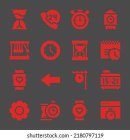 iconos web del reloj. Hourglass y 24h, símbolo Big ben y Deadline, señales vectoriales