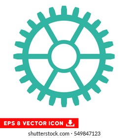 Clock Wheel EPS vector pictograph. Illustration style is flat iconic cyan symbol on white background.