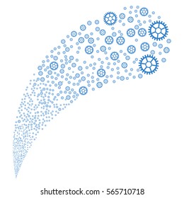 Clock Wheel random source stream. Vector illustration style is flat cobalt iconic symbols on a white background. Object fountain constructed from icons.