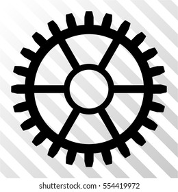 Clock Wheel vector pictogram. Illustration style is flat iconic black symbol on a hatched transparent background.