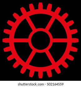 Clock Wheel vector pictogram. Style is flat graphic symbol, red color, black background.