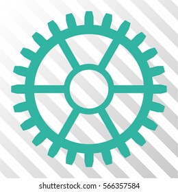 Clock Wheel vector pictograph. Illustration style is flat iconic cyan symbol on a hatch transparent background.