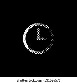 clock - white vector icon;  halftone illustration