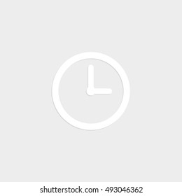 clock - white vector  icon with shadow