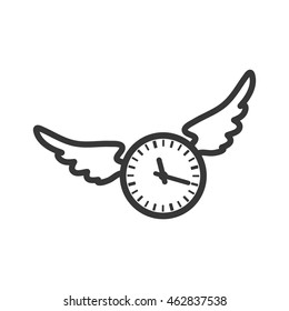 clock wings circle time traditional icon. Isolated and flat illustration. Vector graphic