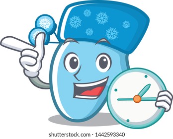 With clock winter gloves isolated in the mascot