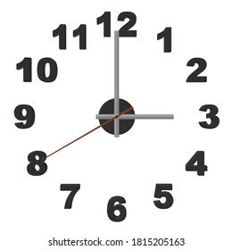 Clock without case isolated on white background. 3D. Vector illustration