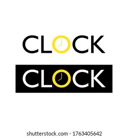 Clock word logotype design concept