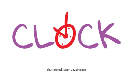 clock word and sketch clock symbol