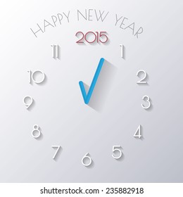 Clock with words 2015 on its face.Vector/illustration. 