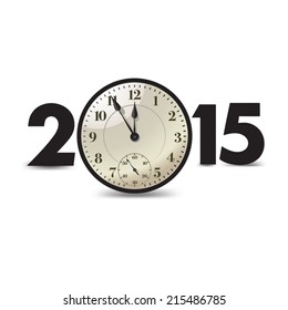 Clock with Words 2015. Vector illustration