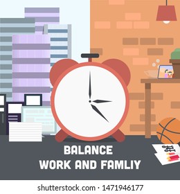 Clock of work and home time illustration