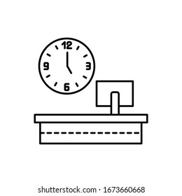 Clock, work, place, table, monitor icon. Simple line, outline vector elements of time management for ui and ux, website or mobile application