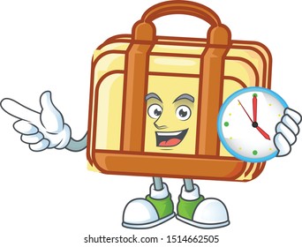 With clock work suitcase cartoon for equipment office.