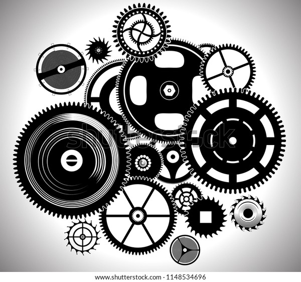 Clock Work Watch Time Mechanism Gears Stock Vector (Royalty Free ...