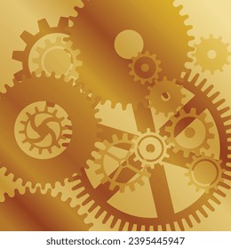 clock working cog illustration with gold chromatic gold effect