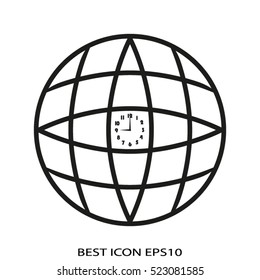clock, world globe vector icon, eps10