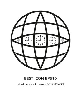 clock, world globe vector icon, eps10