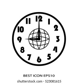 clock, world globe vector icon, eps10
