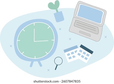 Clock and writing Part Time Job, employee, job concept, vector illustration job, infographic.