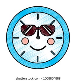 clock wth sunglasses kawaii icon image 