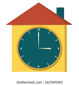 The clock. Yellow home vector illustration clock