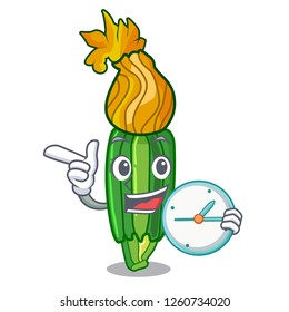 With clock zucchini flowers in shape a cartoon
