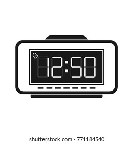 Clock-alarm black digital icon.