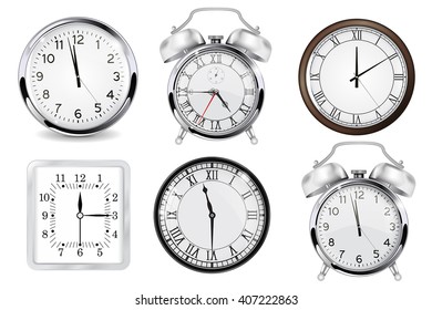 Clocks, alarm clocks. Collection. Vector illustration isolated on white background