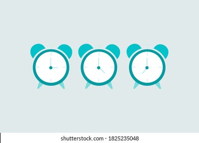 clocks with different times vector design illustration