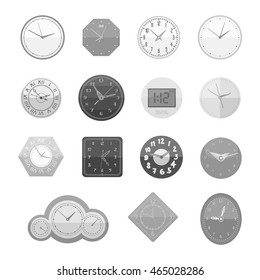 Clocks face dial watch alarm vector illustration