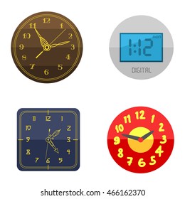 Clocks face dial watch alarm vector illustration