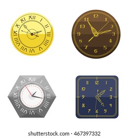Clocks face dial watch alarm vector illustration