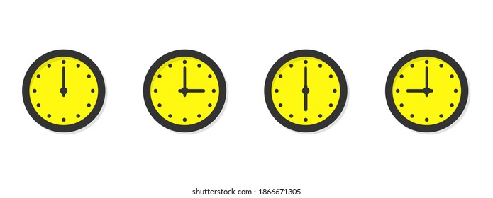 Clocks flat icons Isolated on white background vector illustration. All periods of time