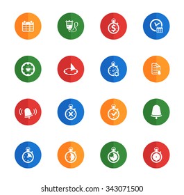 Clocks flat icons for media