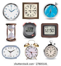 clocks, hourglass, compass and stopwatch- time concept