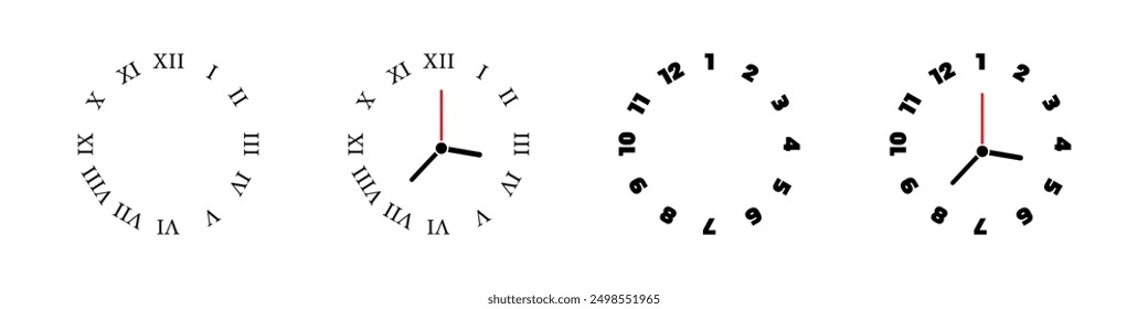 Clocks icon collection. Time and Clock icons set. Clock icon set. Time clock icons collection. Line clocks.