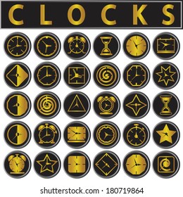clocks icons set