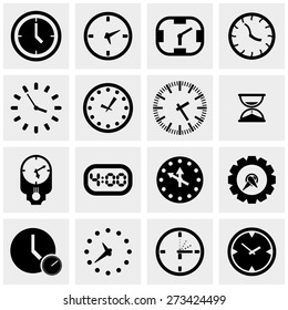 clocks icons set on gray